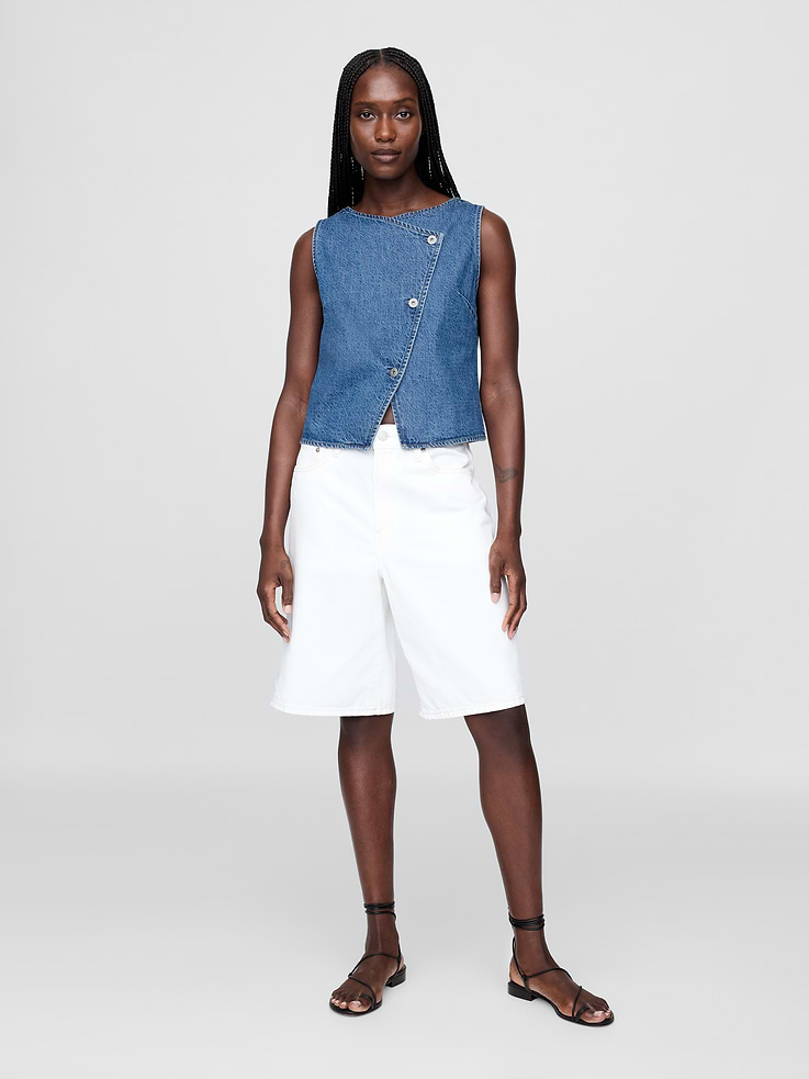 Image number 2 showing, Denim Asymmetrical Vest
