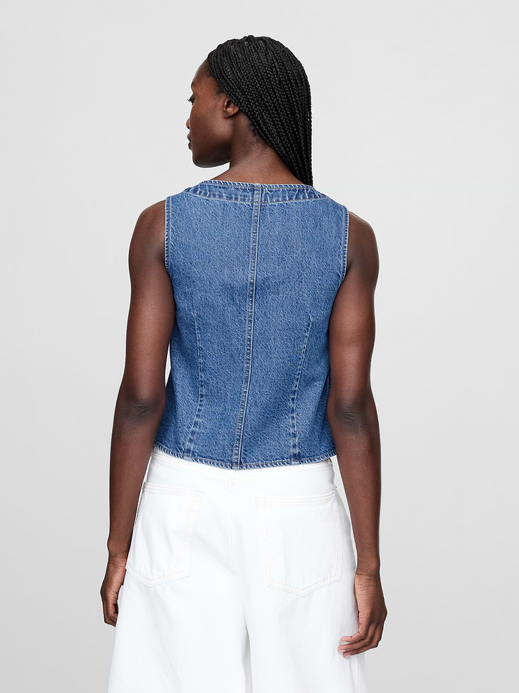 Image number 3 showing, Denim Asymmetrical Vest