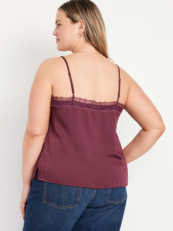 Lace-Trim Satin Cami Top