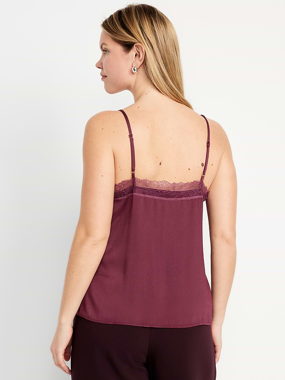 Lace-Trim Satin Cami Top