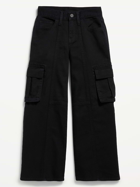 Pantalon cargo en sergé coupe très généreuse à jambe large pour fille