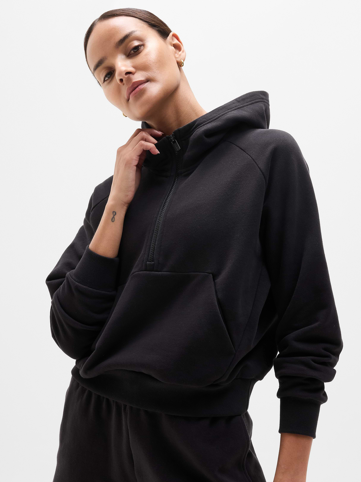 Forever Fleece 1/2 Zip Hoodie — Black
