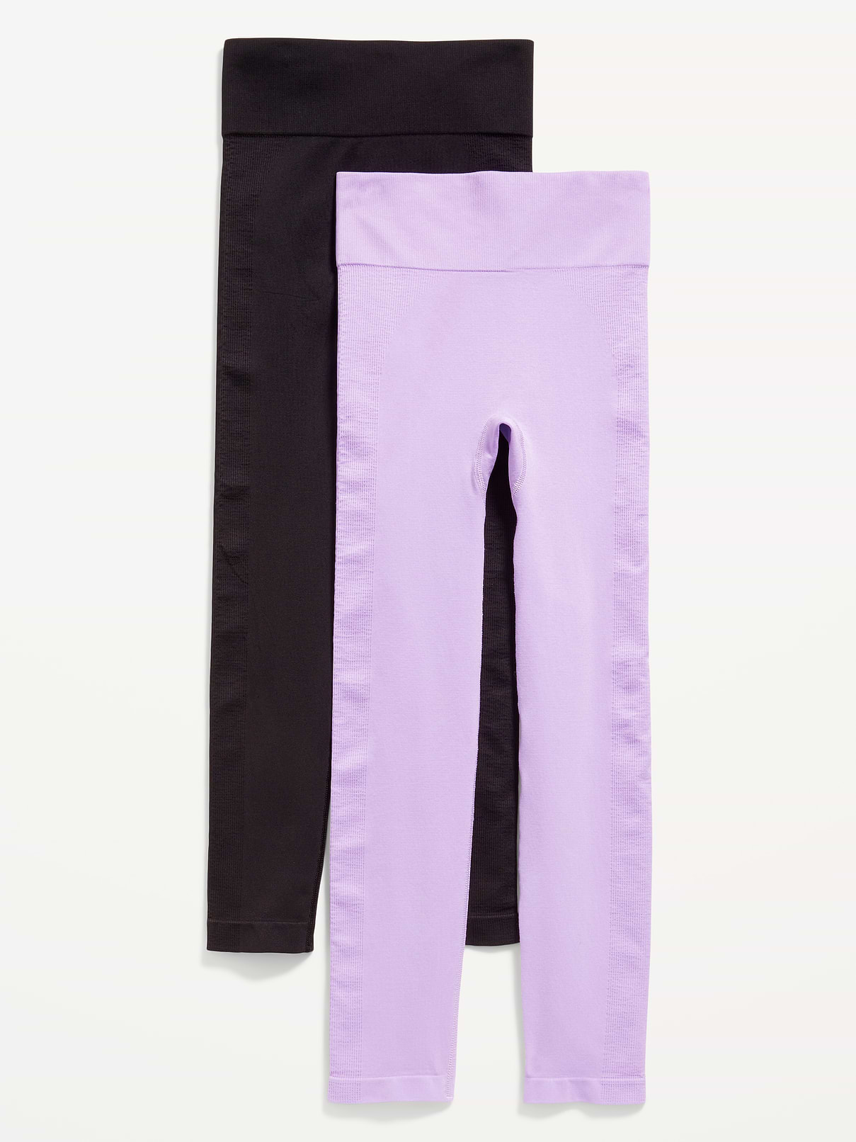 Image number 1 showing, Fitted High-Waisted 7/8-Length Seamless Leggings 2-Pack for Girls