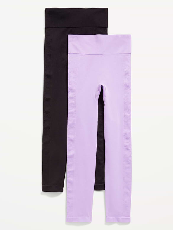 Fitted High-Waisted 7/8-Length Seamless Leggings 2-Pack for Girls