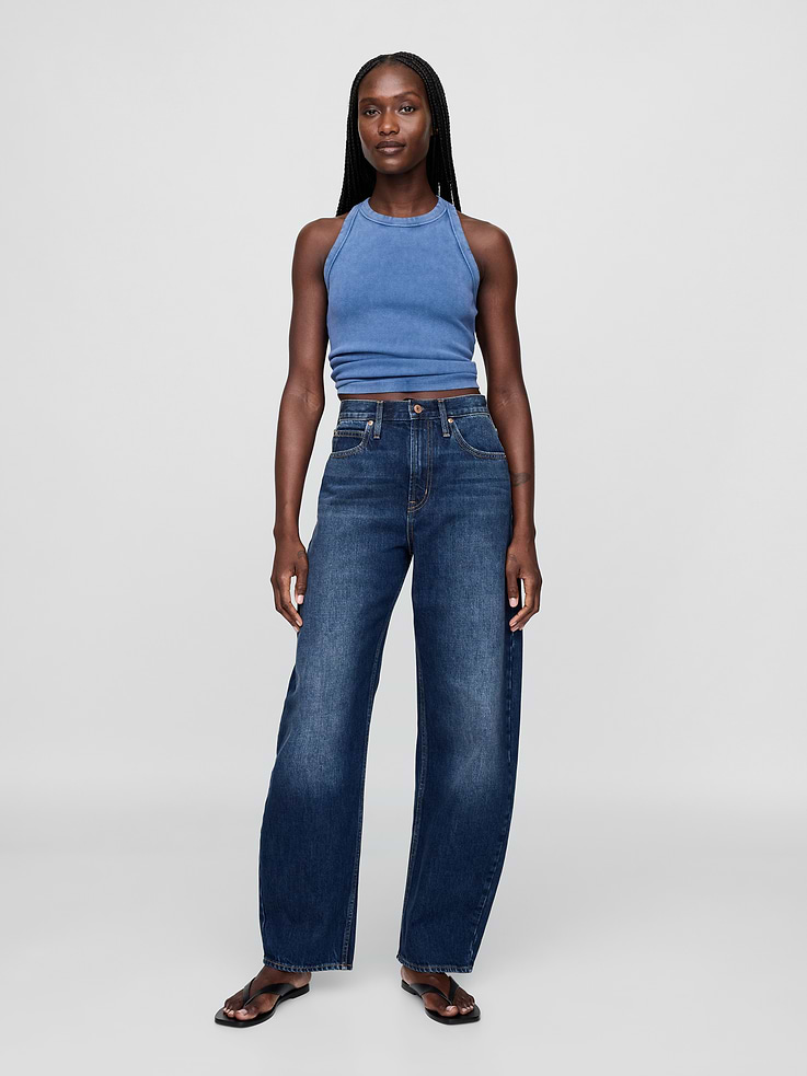 Image number 1 showing, High Rise Barrel Jeans