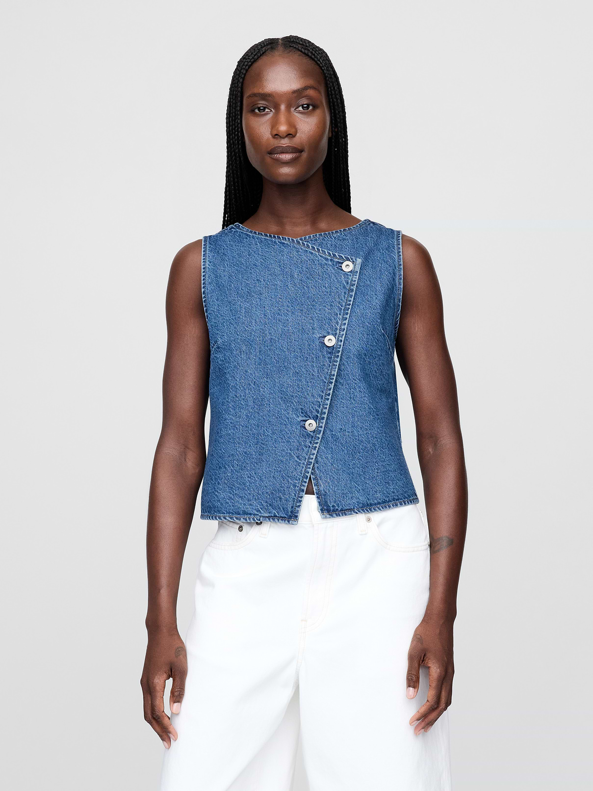 Denim Asymmetrical Vest