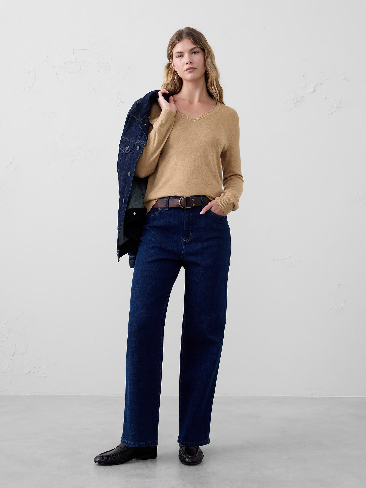 Image 1 of 8, Our Forever V-Neck Sweater now features an updated neckline., V-neck. Long sleeves., Ribbed neck, arm cuffs and hem., Made exclusively for Banana Republic Factory., Product #480263