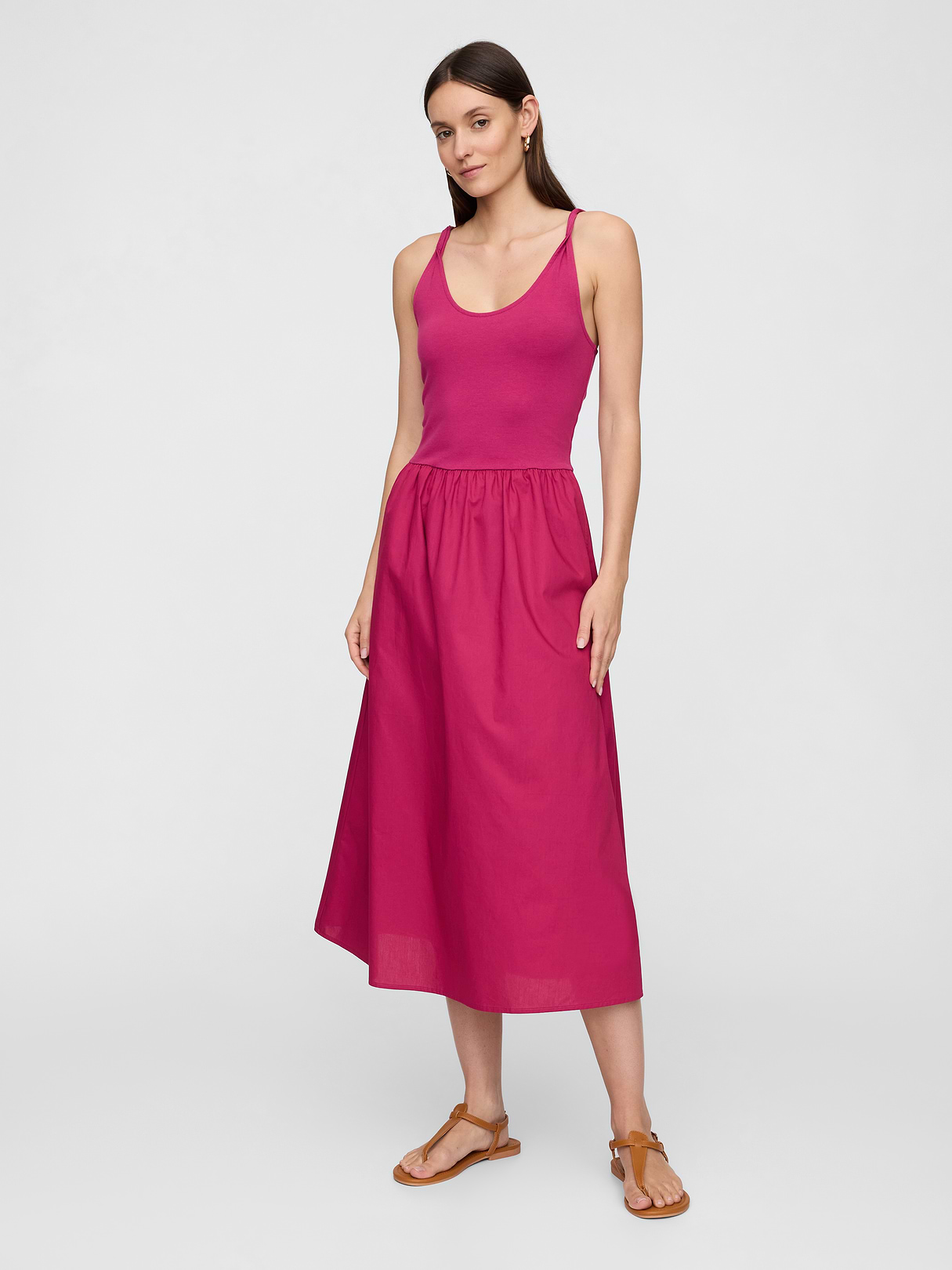 Twist-Strap Scoopneck Midi Dress | Gap Factory