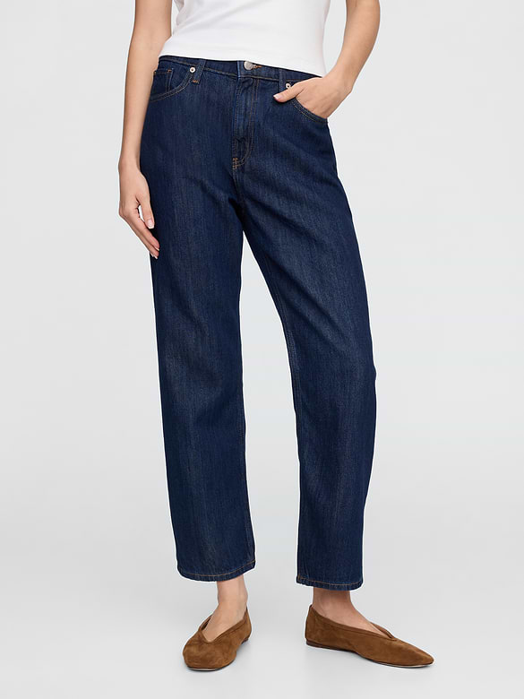 Mid Rise SuperSoft Relaxed Straight Crop Jeans