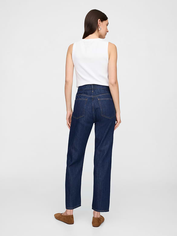 Mid Rise SuperSoft Relaxed Straight Crop Jeans