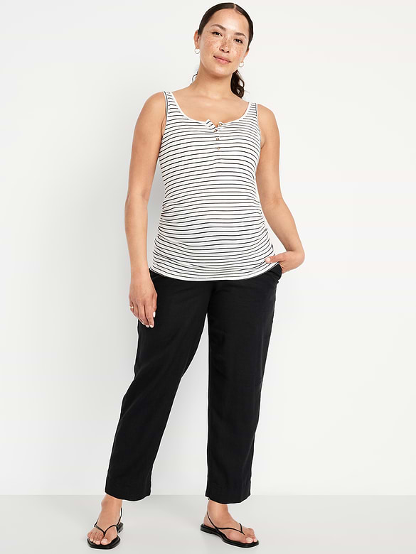 Maternity Rollover Waist Linen Pant
