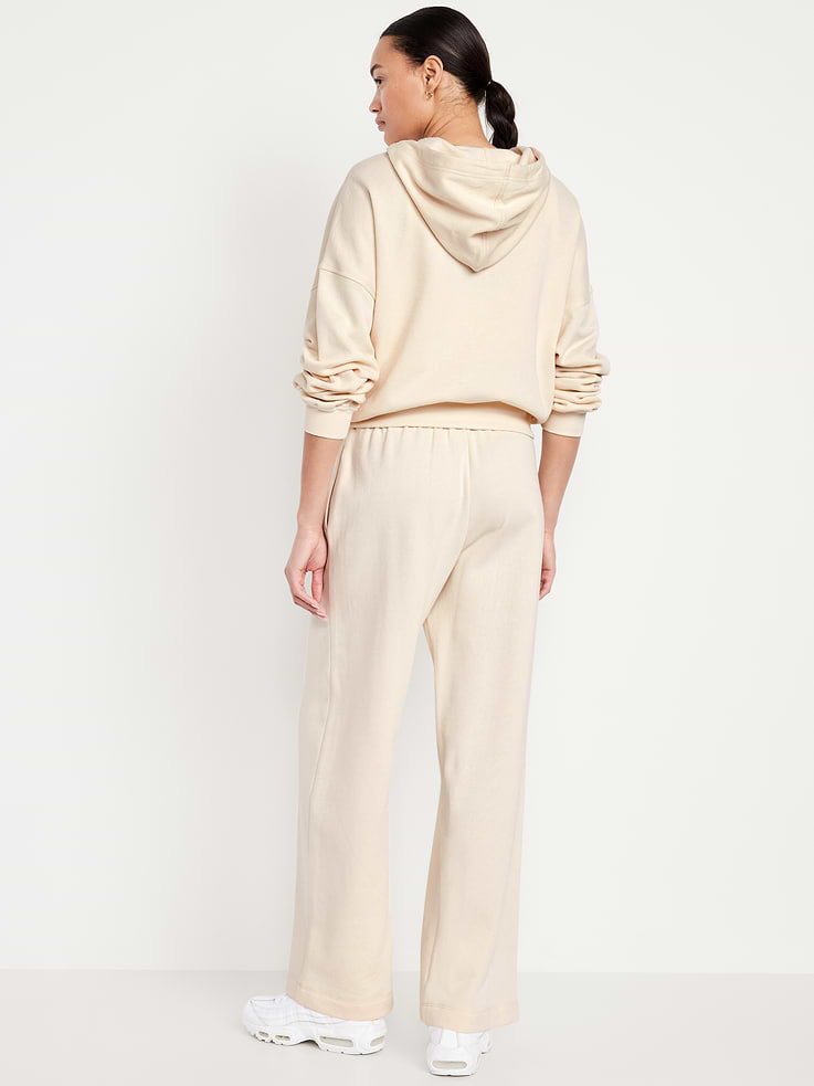 Image 2 de 7, Pantalon en coton ouaté à jambe large et à taille haute PurConfort