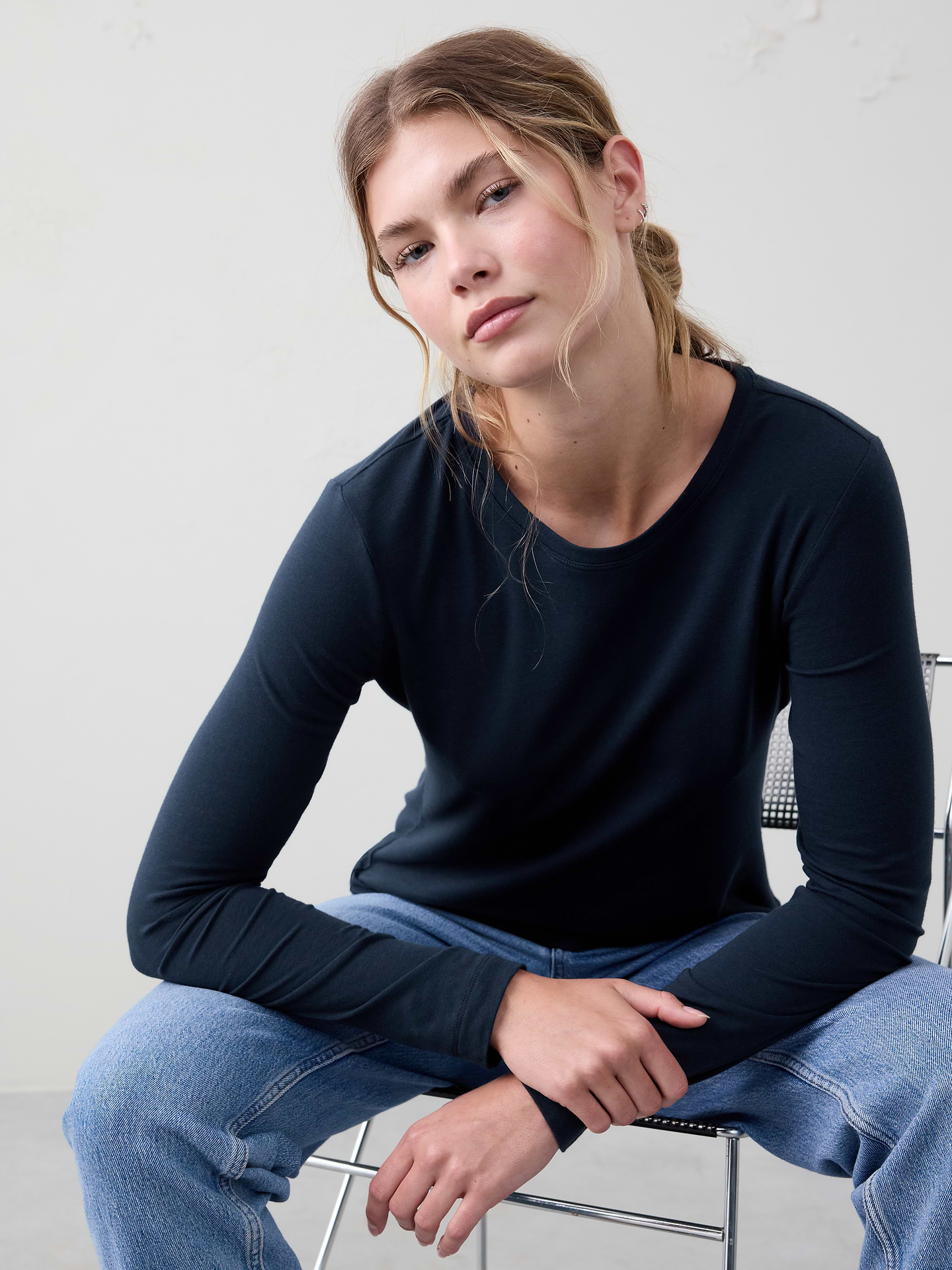 Image number 1 showing, Timeless Long-Sleeve Crew-Neck T-Shirt