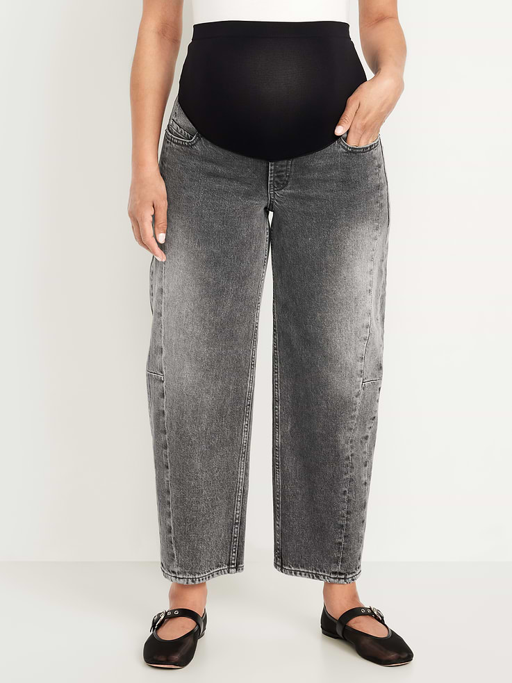Image number 3 showing, Maternity Full Panel Barrel Ankle Jeans