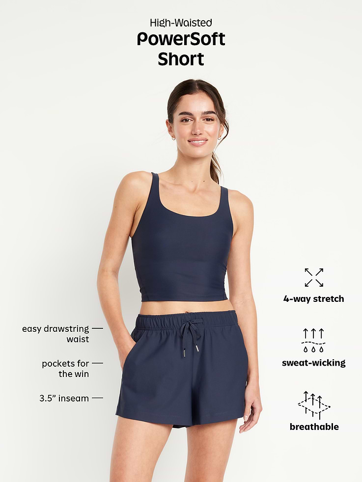 Image 9 of 9, High-Waisted PowerSoft Shorts -- 3.5-inch inseam