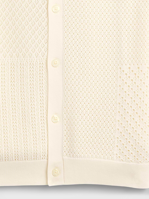 Mixed-Stitch Crochet Vacay Shirt in Standard Fit