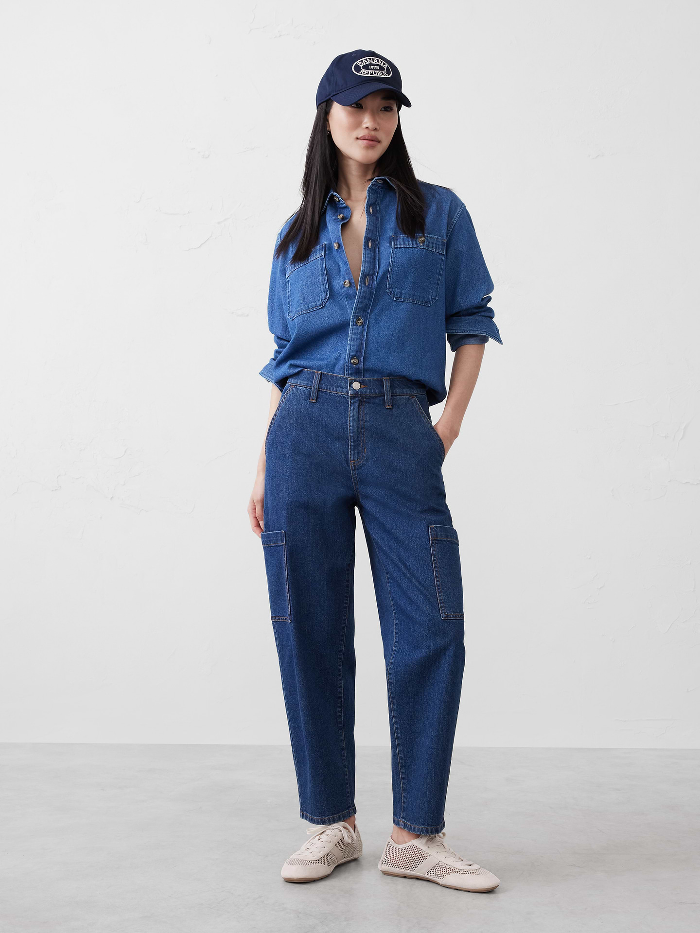 Image number 1 showing, Slim Barrel High-Rise Utility Jean
