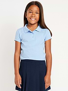 Image number 1 showing, School Uniform Jersey-Knit Polo Shirt for Girls