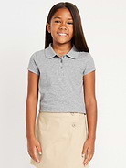 Image number 1 showing, School Uniform Jersey-Knit Polo Shirt for Girls