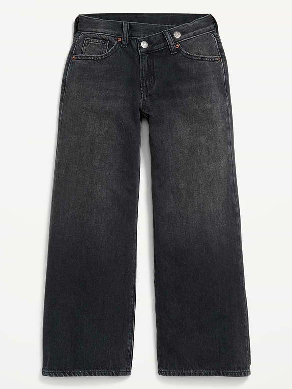 Jean à ceinture croisée coupe très généreuse à jambe large pour fille