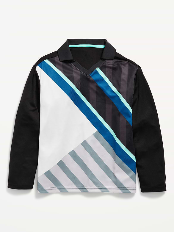 Oversized Long-Sleeve Collared Soccer Top for Boys
