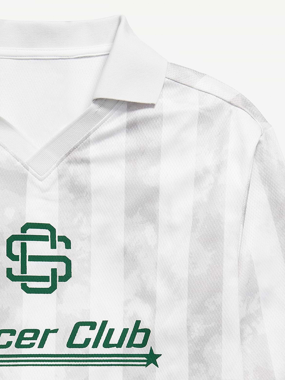 Oversized Long-Sleeve Collared Soccer Top for Boys