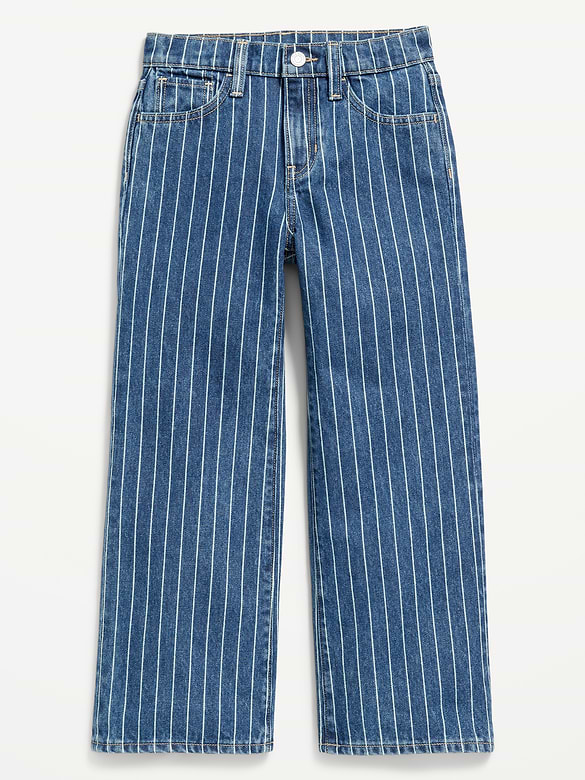 Jean coupe généreuse jambe large à taille haute et à motif pour fille