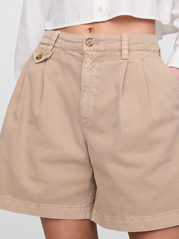 6" Mid Rise Twill Pleated Trouser Shorts