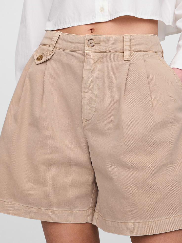 Image number 6 showing, 6" Mid Rise Twill Pleated Trouser Shorts
