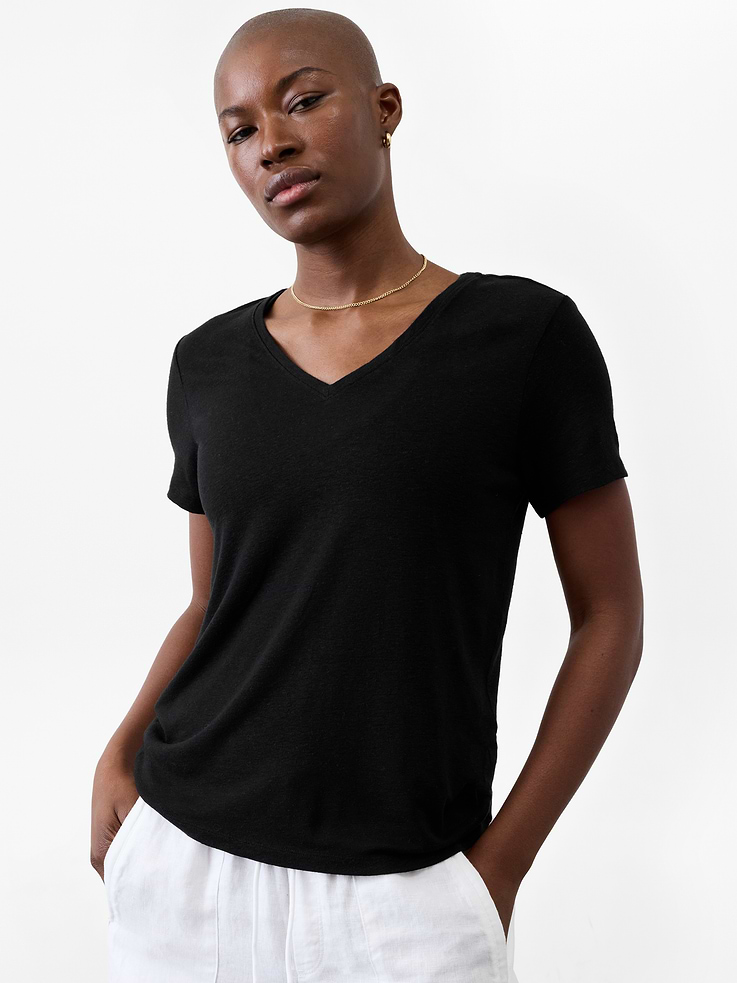 Image number 5 showing, Getaway Linen Blend V-Neck Tee