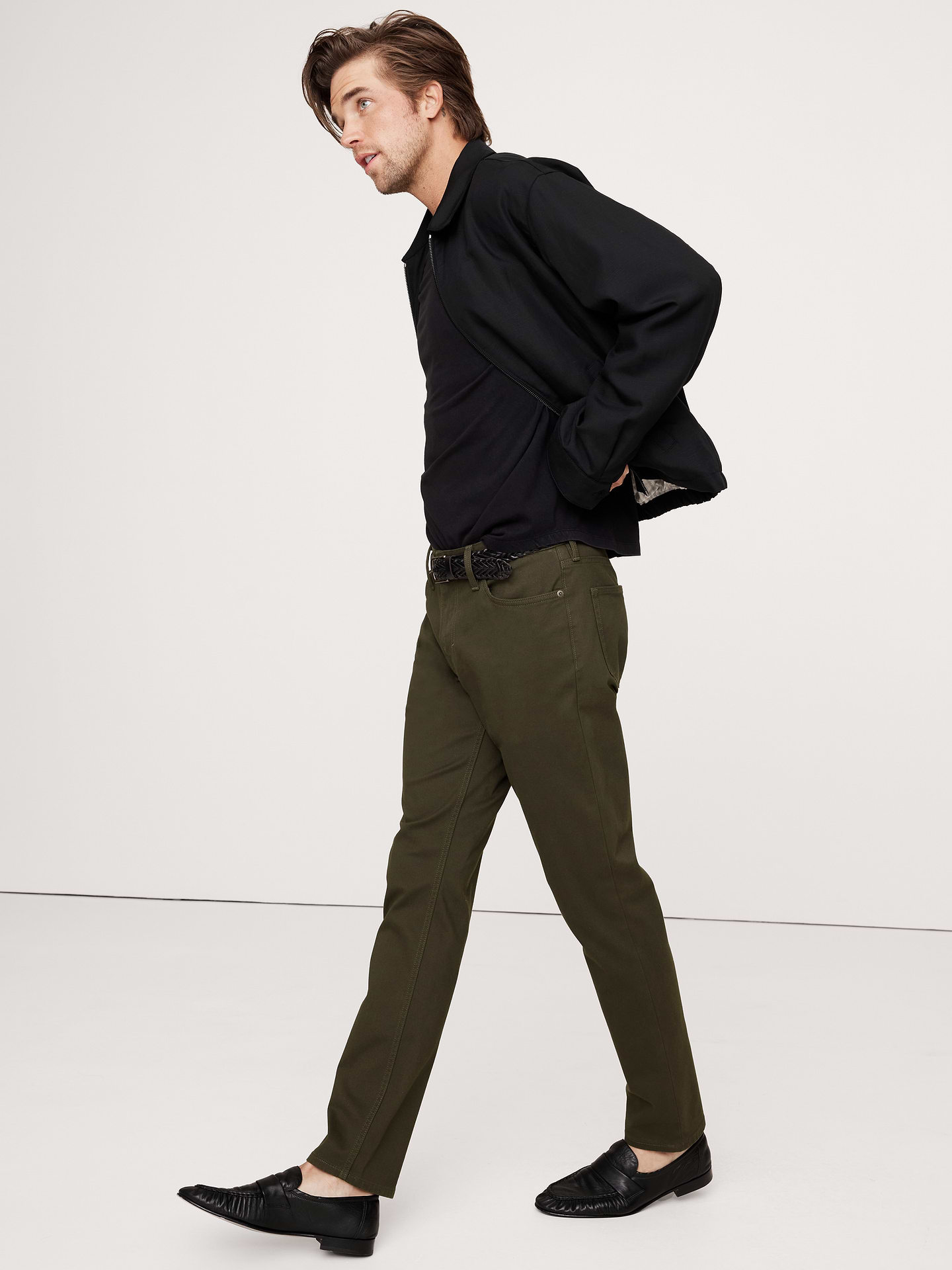 Image 1 of 8, We updated our best-selling Traveler pant, keeping the same high-stretch comfort, but adding a more pronounced twill texture to the fabric., Skinny Fit: Low-rise (10.5"). Slim through the hip and thigh with a skinny leg., Fabric from Italy's Olimpias mill., Zip fly with button closure. Belt loops., Five-pocket styling., Product #754652