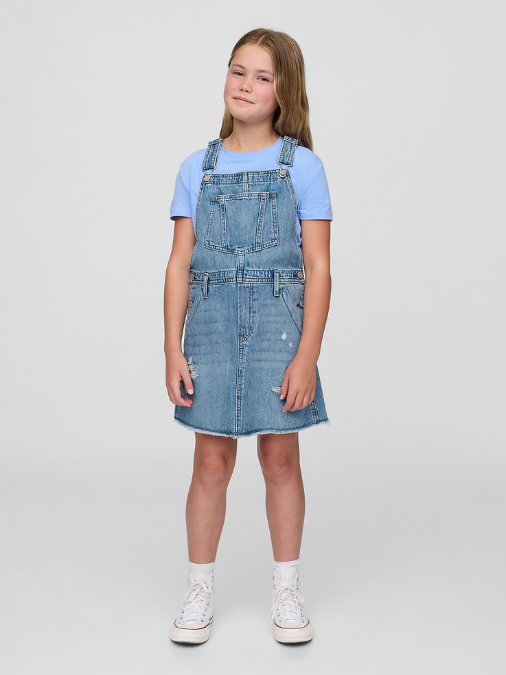 Image number 1 showing, Kids Denim Pinafore Dress
