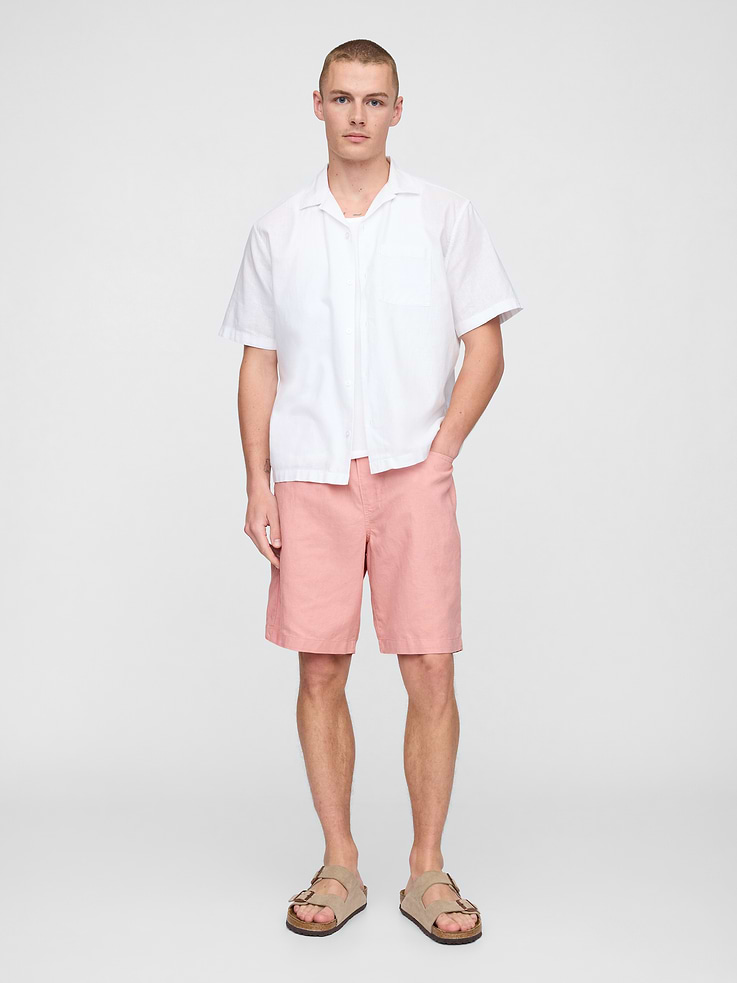Image number 1 showing, 9" Linen-Cotton Easy Shorts