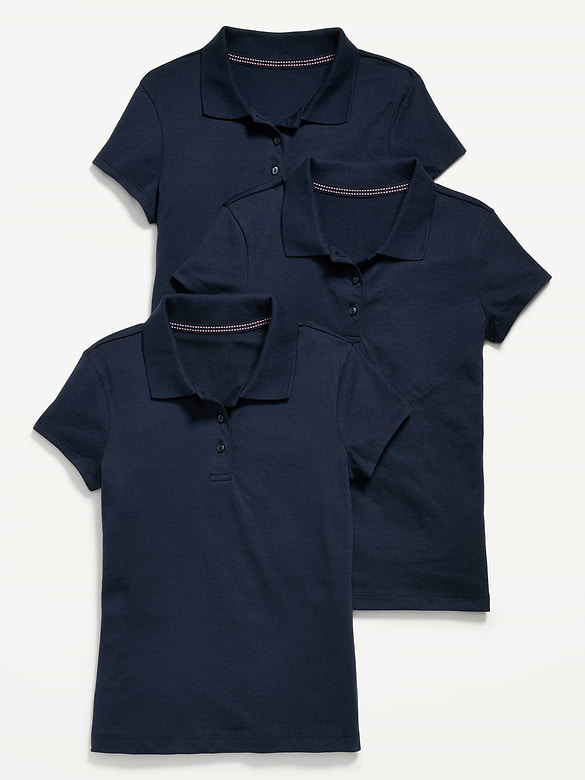 Polo d’uniforme scolaire en tricot de jersey pour fille (paquet de 3)