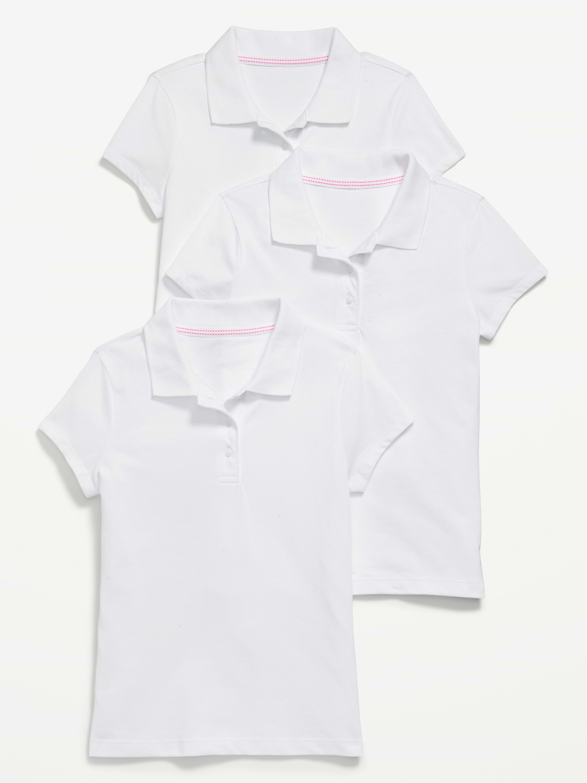 L'image numéro 1 présente Polo d’uniforme scolaire en tricot de jersey pour fille (paquet de 3)