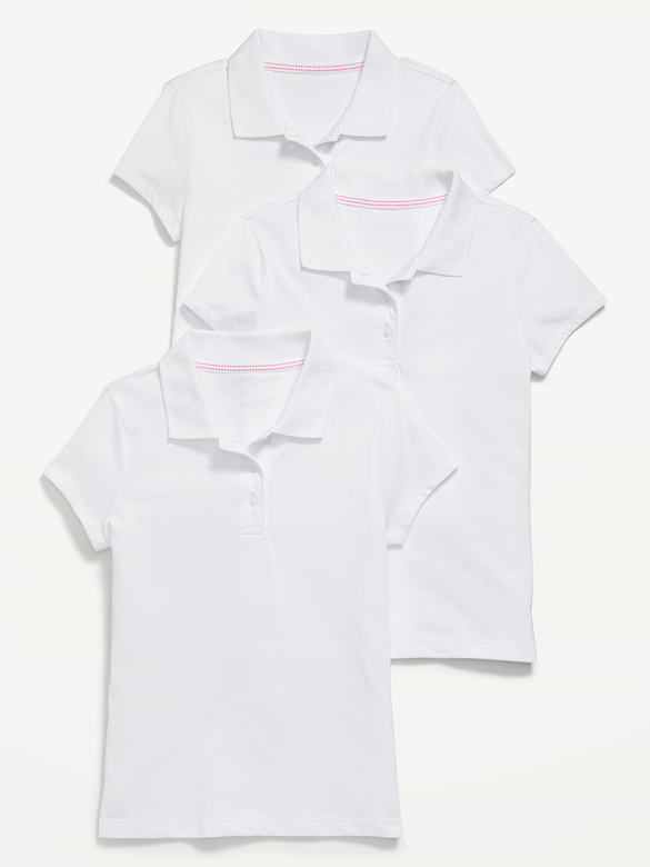 Polo d’uniforme scolaire en tricot de jersey pour fille (paquet de 3)