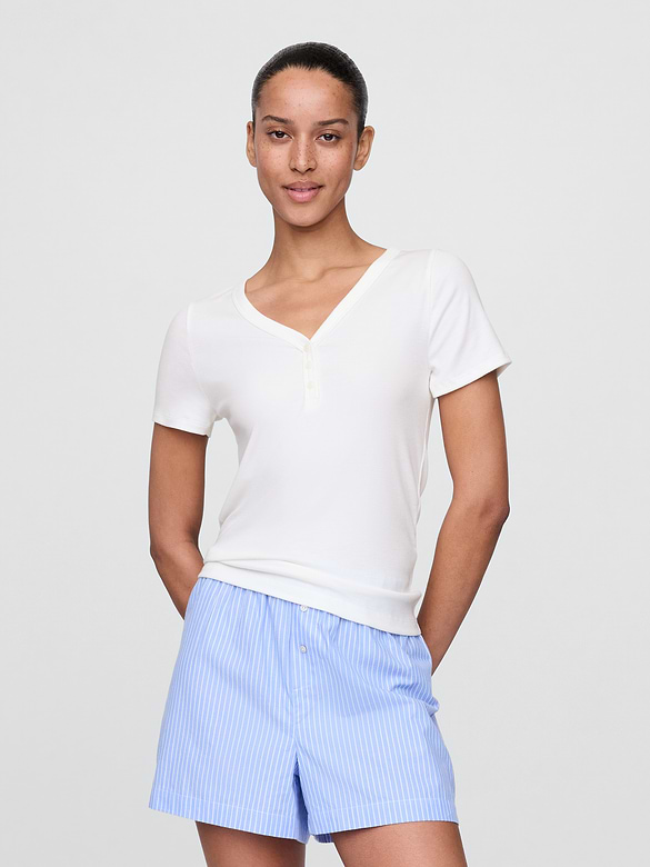Mini Rib Henley PJ Top