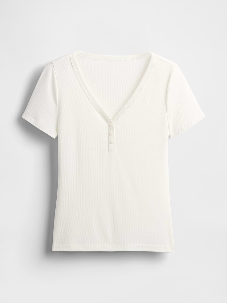 Image 4 of 4, Mini Rib Henley PJ Top