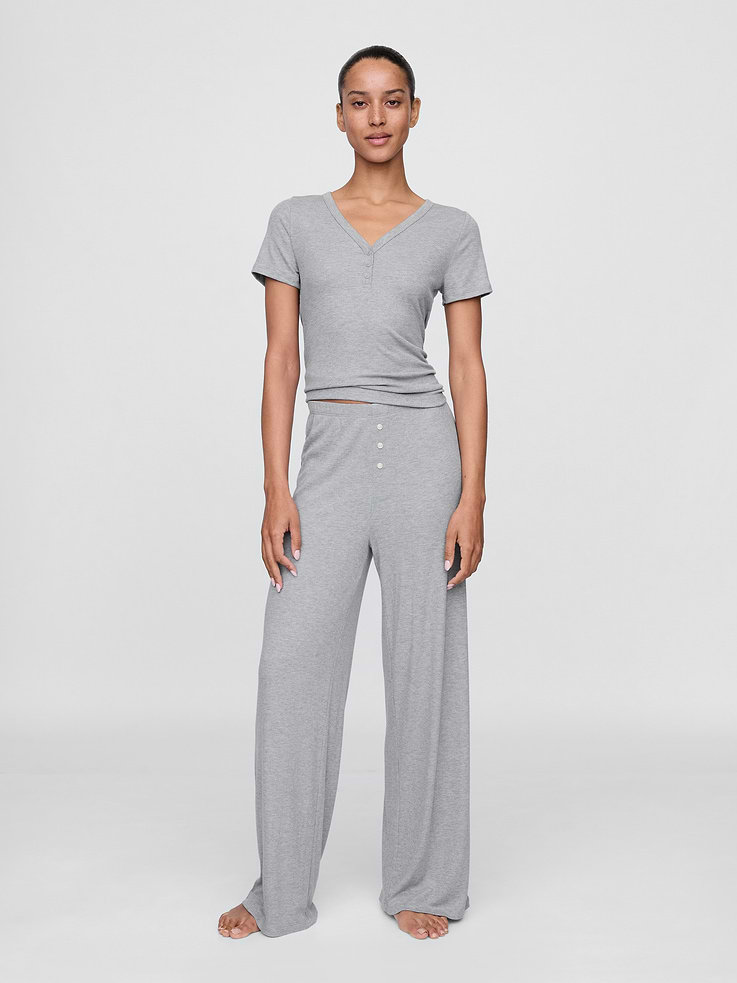 Image number 2 showing, Mini Rib Henley PJ Top