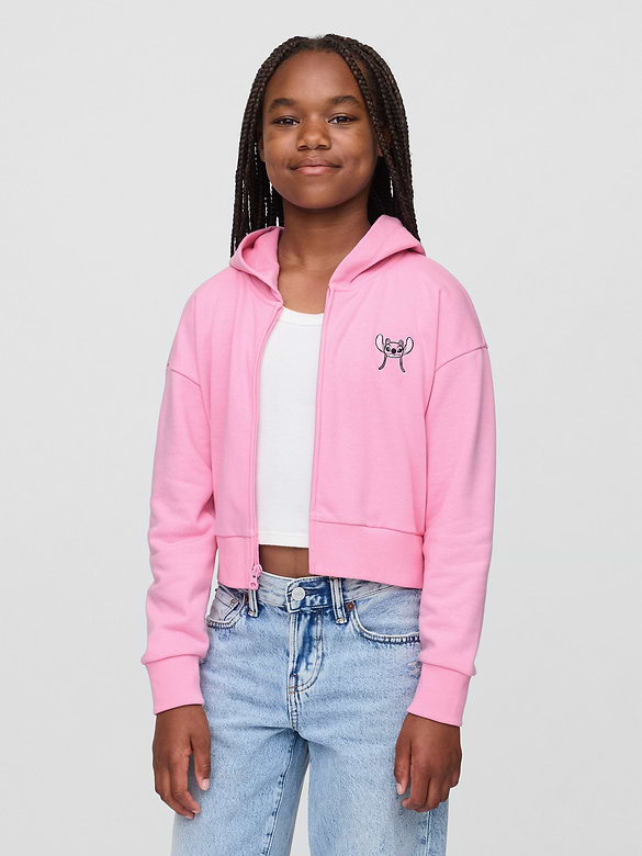 Lilo & Stitch Kids French Terry Crop Zip Hoodie