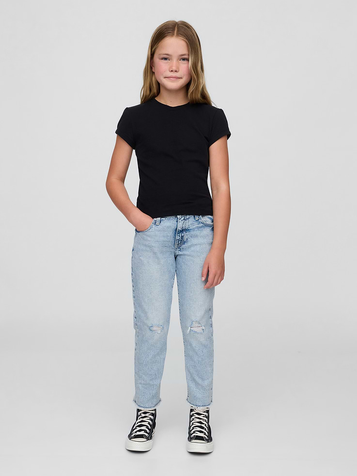Image number 1 showing, Kids Mid Rise Girlfriend Jeans