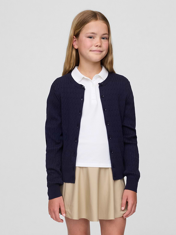Kids 100% Cotton Uniform Cardigan Sweater