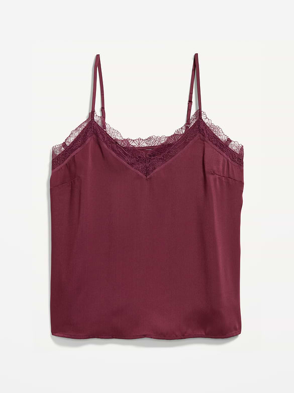 Lace-Trim Satin Cami Top
