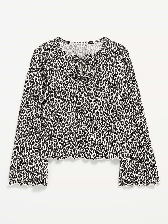 Long-Sleeve Tie-Bow Front Top for Girls