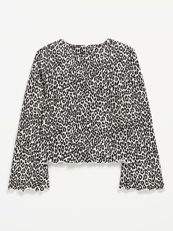Long-Sleeve Tie-Bow Front Top for Girls