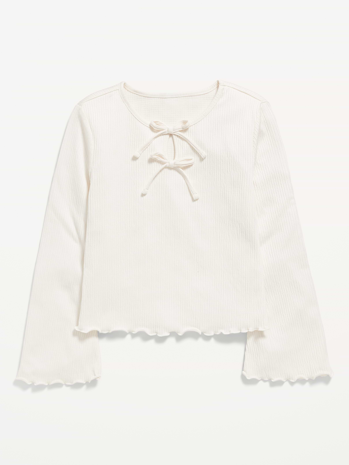 Image number 2 showing, Long-Sleeve Tie-Bow Front Top for Girls