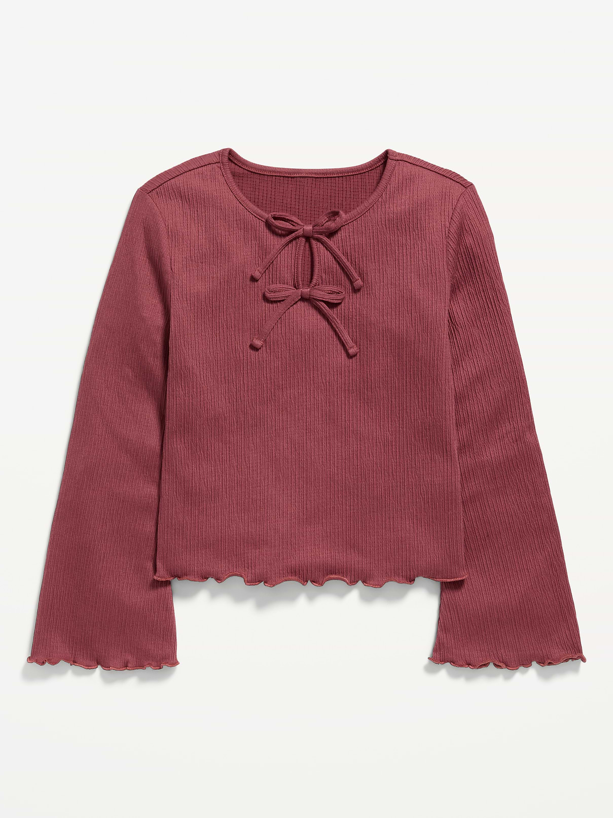 Image number 2 showing, Long-Sleeve Tie-Bow Front Top for Girls