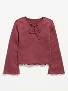 Image number 2 showing, Long-Sleeve Tie-Bow Front Top for Girls