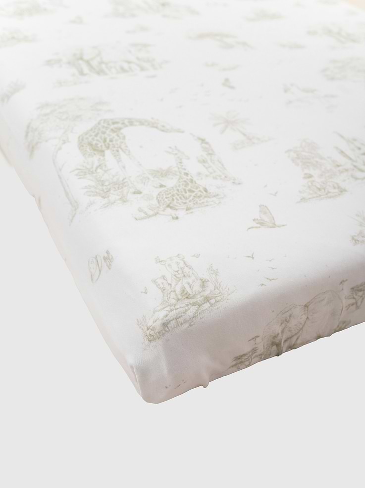 Image number 2 showing, The Gilded Bird Safari Toile Fitted Crib Sheet