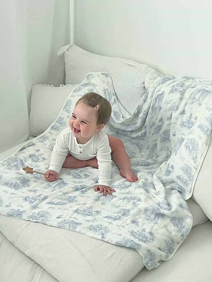 Image number 3 showing, The Gilded Bird Spring Toile Bamboo Baby Blanket